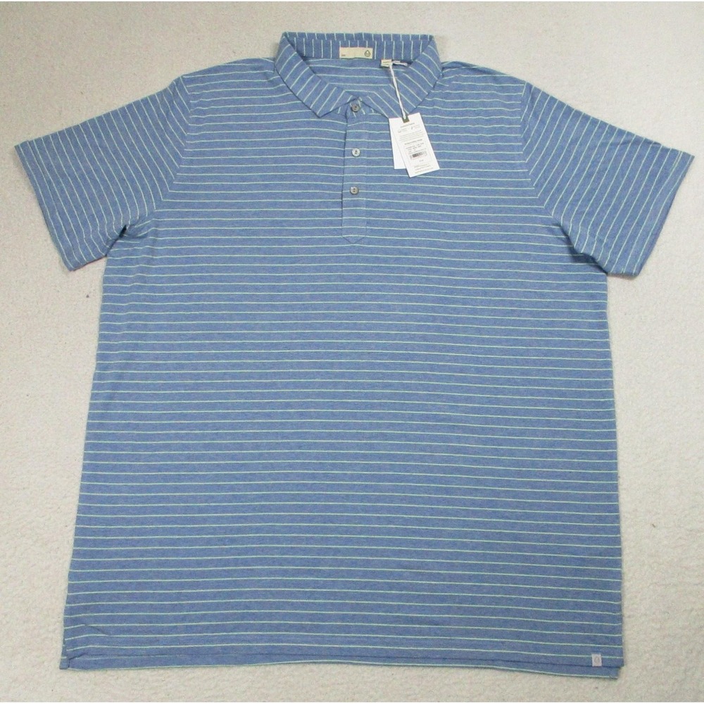 NWT Tasc Performance Everywear Polo Shirt‎ Mens 3XL Blue Tidal Stripe Stretch